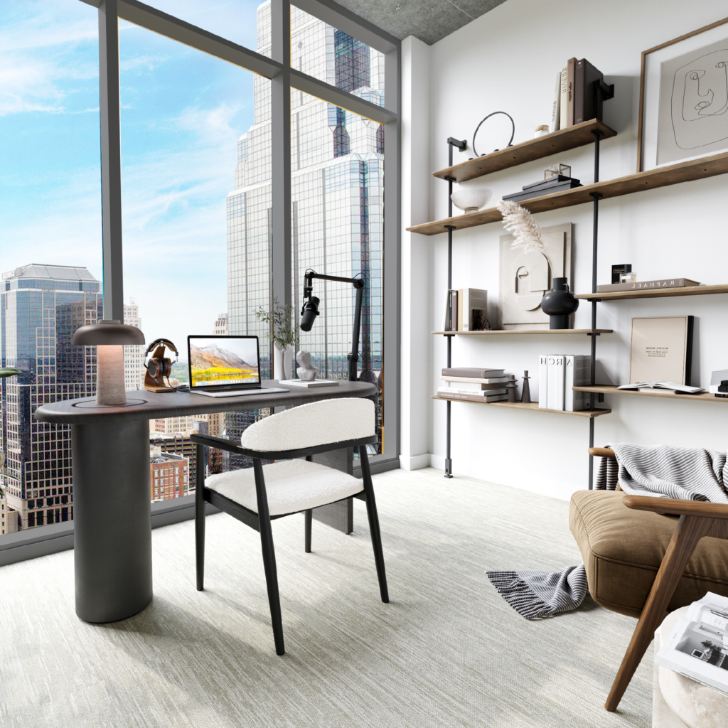 A home office at One Light Luxury Apartments.